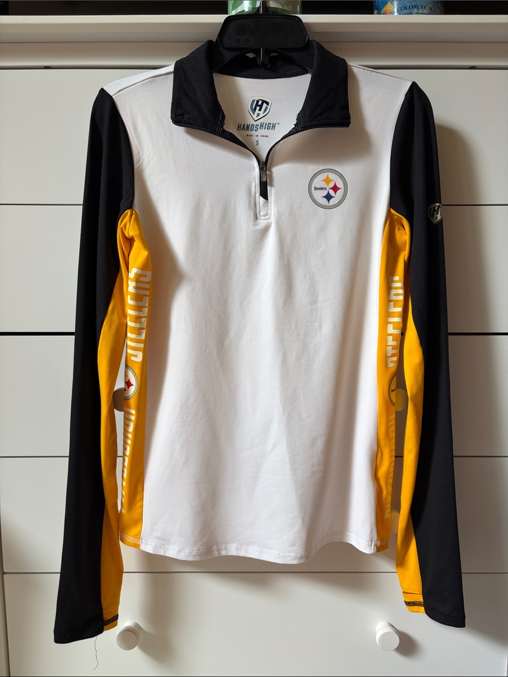🏈 HANDS HIGH WOMENS SIZE SMALL PITTSBURGH STEELERS QUARTER ZIP PULL OVER TOP